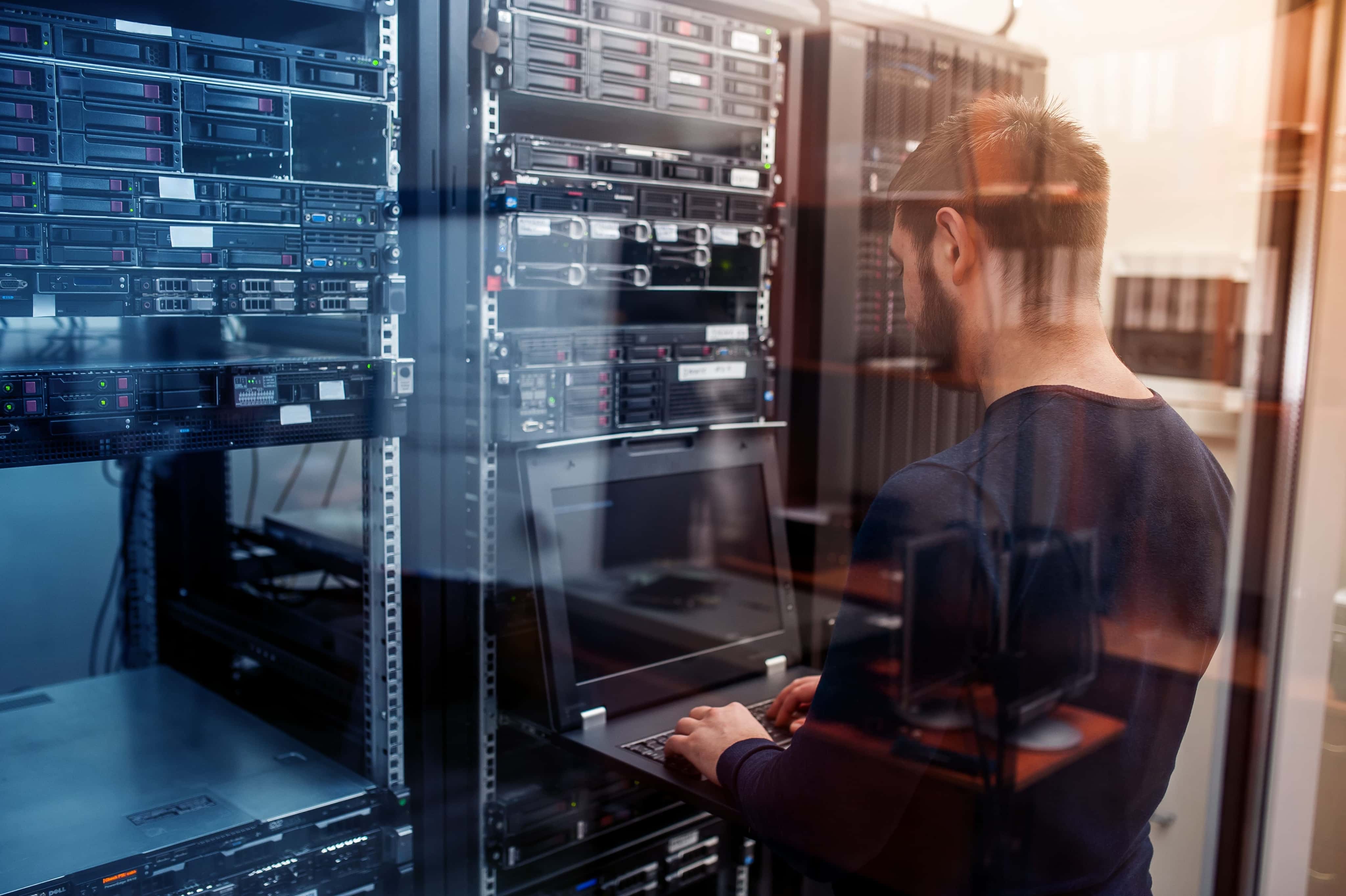 IT engineer managing enterprise server infrastructure